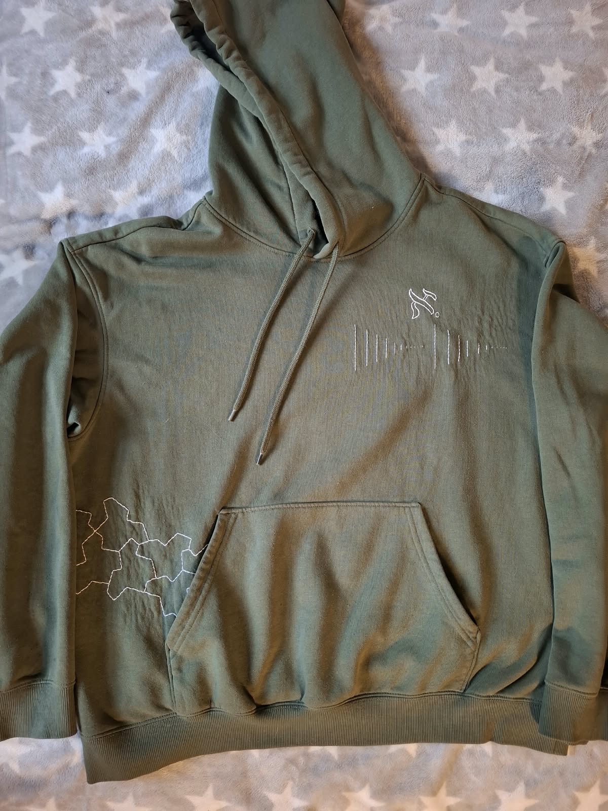 Hand-embroidered hoodie, front